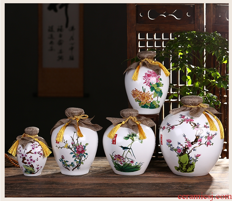 Jingdezhen ceramic bottle is empty bottle 1 catty 2 jins 5 jins 10 jins home jar jar sealed jar of wine furnishing articles