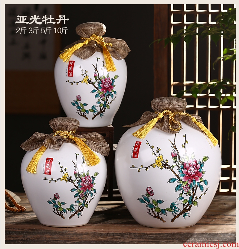 Jingdezhen ceramic bottle is empty bottle 1 catty 2 jins 5 jins 10 jins home jar jar sealed jar of wine furnishing articles