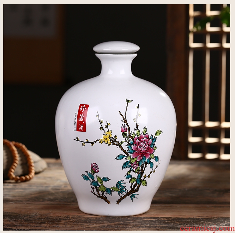 Jingdezhen ceramic bottle is empty bottle 1 catty 2 jins 5 jins 10 jins home jar jar sealed jar of wine furnishing articles