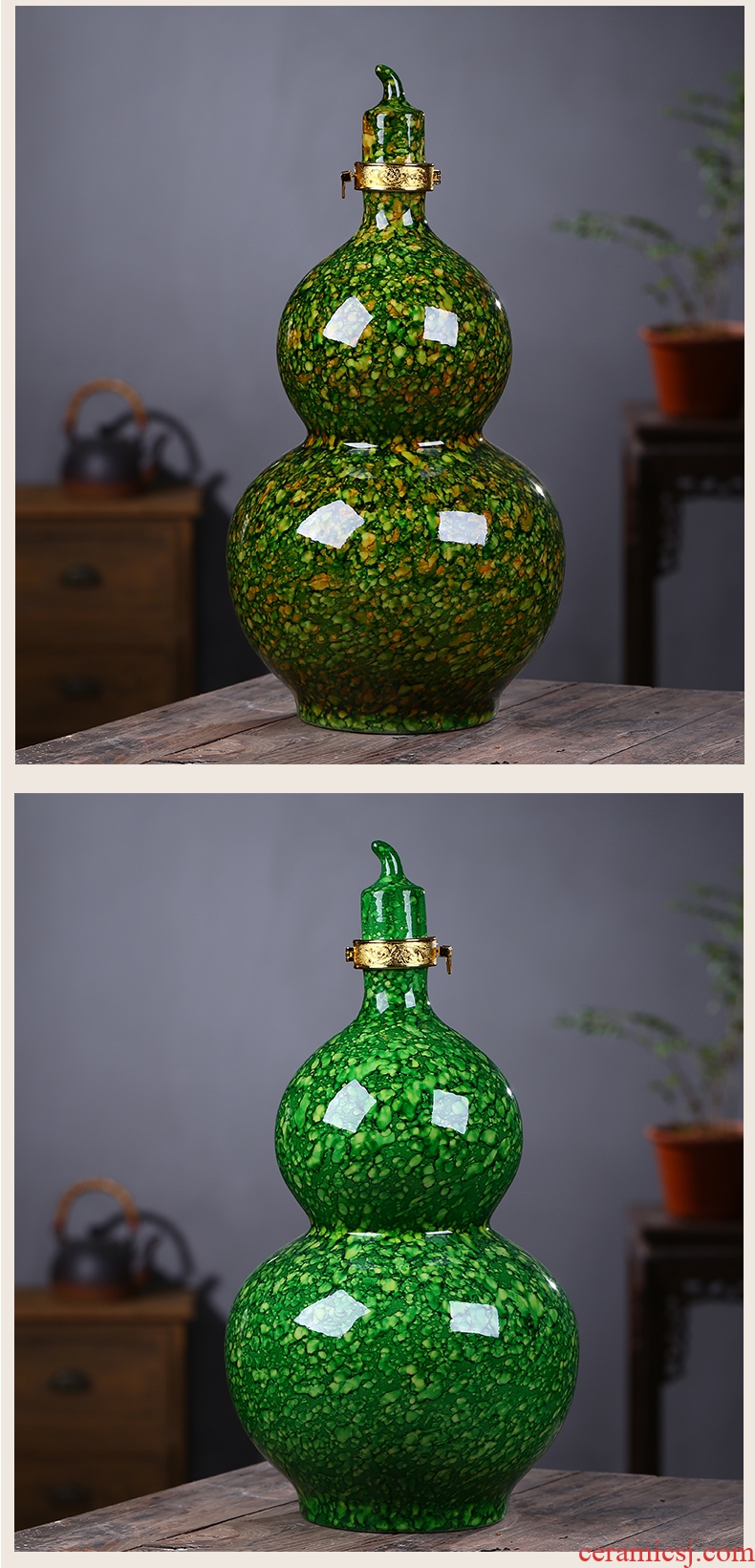 Jingdezhen ceramic bottle seal bottle is empty wine bottle gourd bottle 5 jins of 10 jins to water glaze ceramic jar