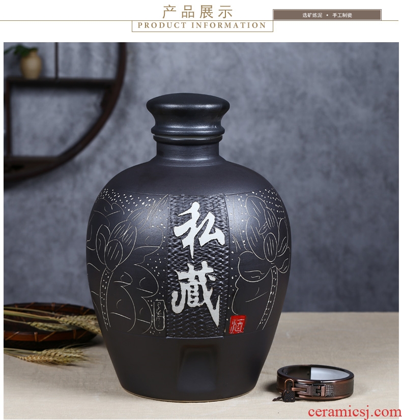 Jingdezhen ceramic jars carving it hip mercifully wine wine wine jar cylinder with leading 20 jins 50 pounds