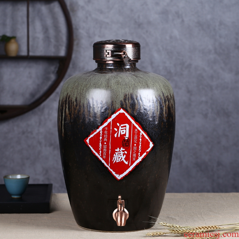 Jingdezhen ceramic jar jar of wine bottle wine brewing cylinder up 10 jins 20 jins 50 kg 30 jin wine