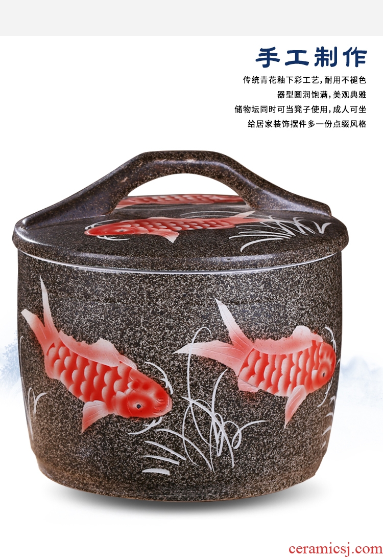 Jingdezhen ceramic barrel ricer box with a lid archaize of household barrel storage tank tea cake cylinder 20 jins 30 jins 50 pounds