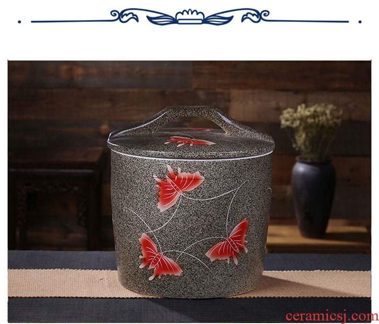 Jingdezhen ceramic barrel ricer box with a lid archaize of household barrel storage tank tea cake cylinder 20 jins 30 jins 50 pounds