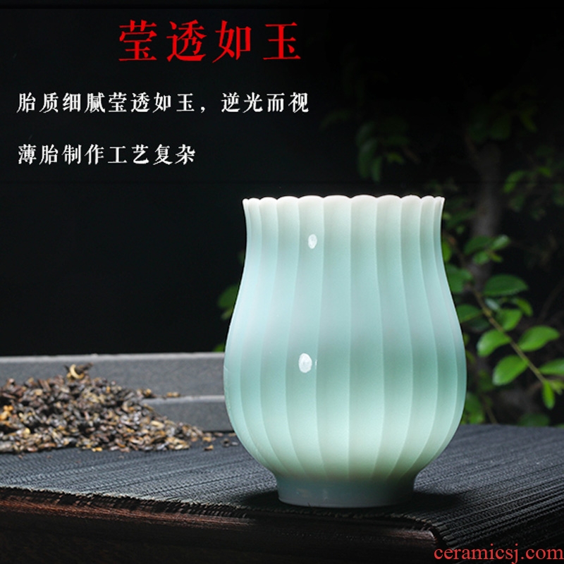 Checking pottery master cup of jingdezhen ceramic cups shadow blue glaze sample tea cup single cup cup contracted a cup of tea