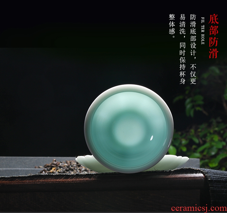 Jingdezhen ceramic cups kung fu tea bowl two woolly green glaze with single cup sample tea cup master cup. A plate