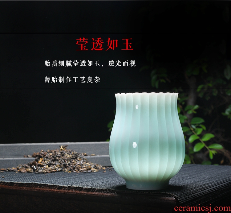 Checking pottery master cup of jingdezhen ceramic cups shadow blue glaze sample tea cup single cup cup contracted a cup of tea