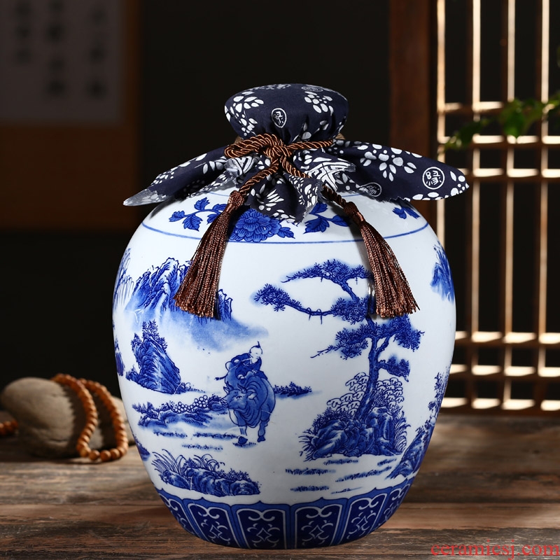 More than 10 jins to jingdezhen ceramic wine bottle is empty jars household seal hip little expressions using bottle bottle wine