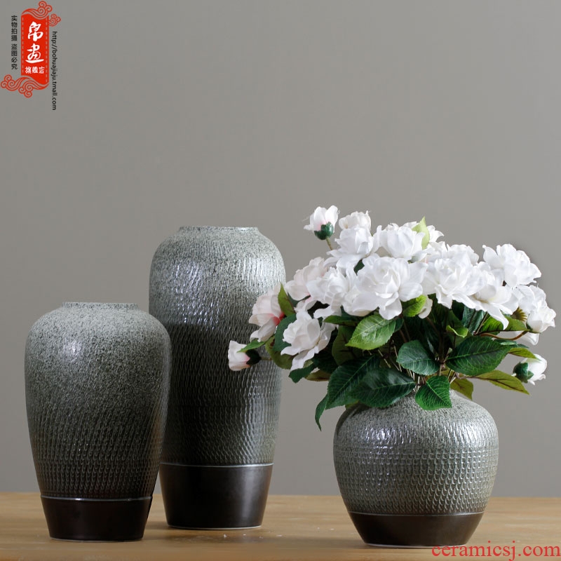 Dried flower flower vase jingdezhen ceramic sitting room adornment is placed coarse pottery I and contracted rural desktop restoring ancient ways