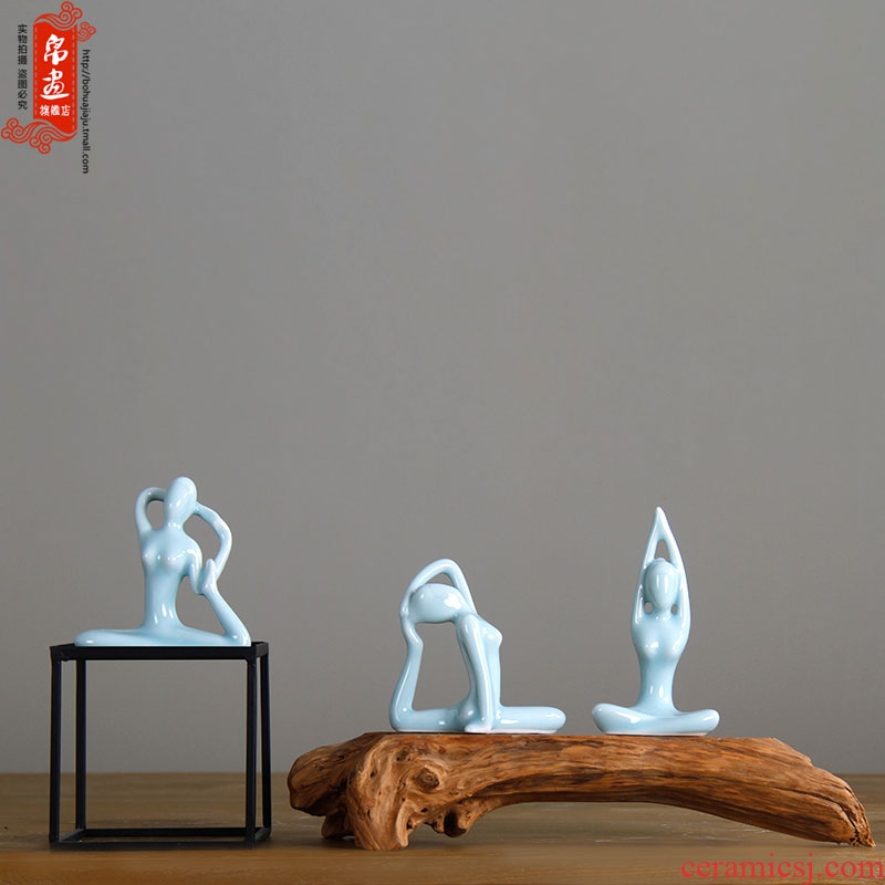 Chinese zen yoga ceramic figure small glass hydroponic flower furnishing articles I and contracted household living room