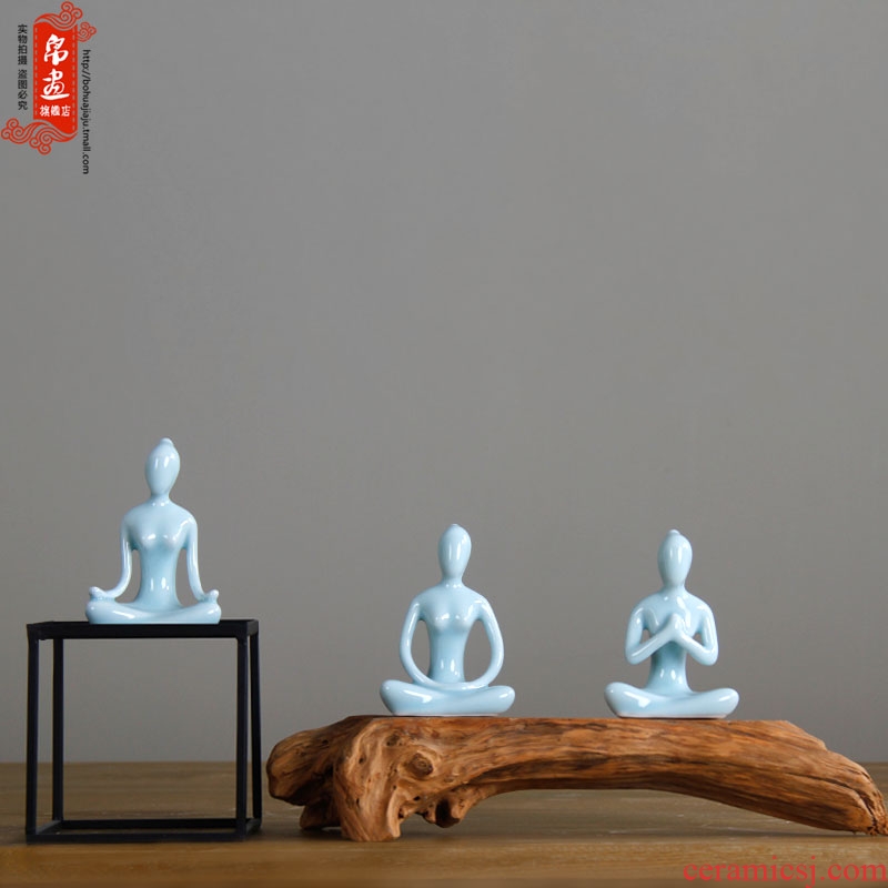 Chinese zen yoga ceramic figure small glass hydroponic flower furnishing articles I and contracted household living room