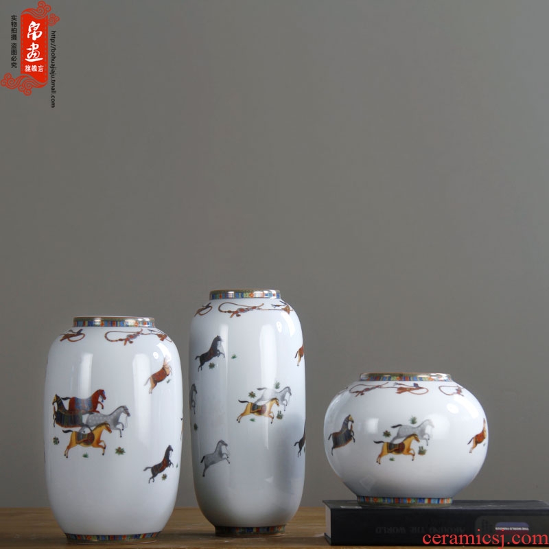 Jingdezhen modern new Chinese style ceramic flower creative living room TV wine rich ancient frame home furnishing articles