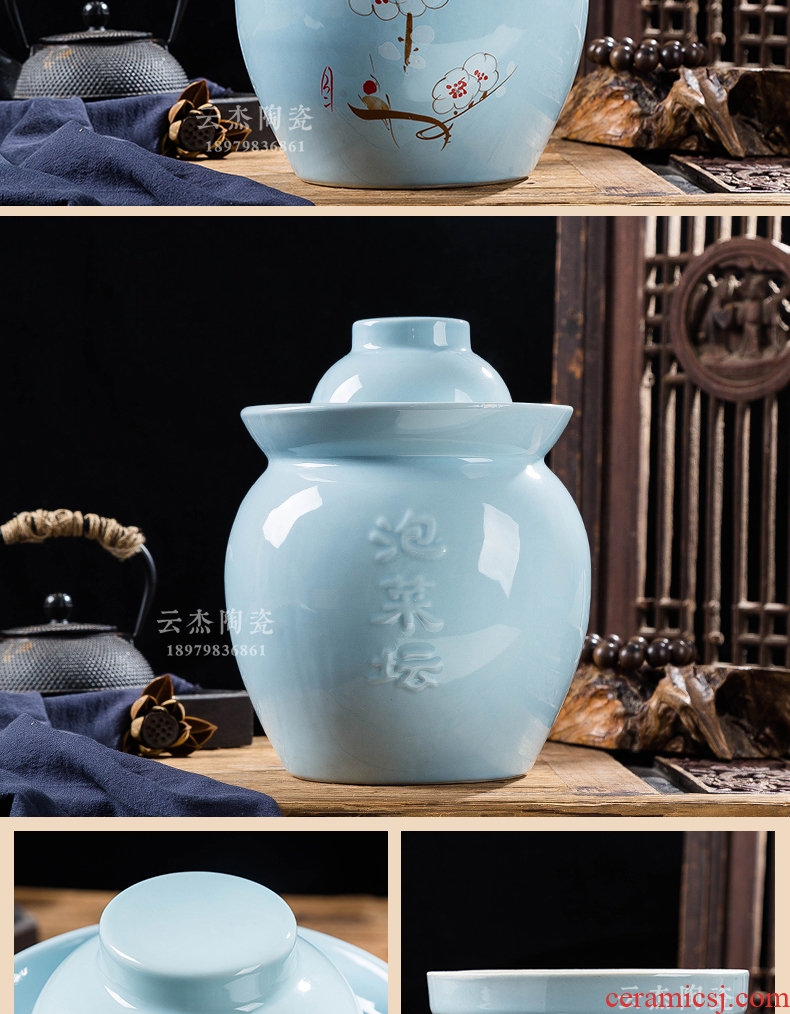 The Pickle jar ceramic household pickling storage sealed small jar of pickles pickled jingdezhen seal pot in sichuan province