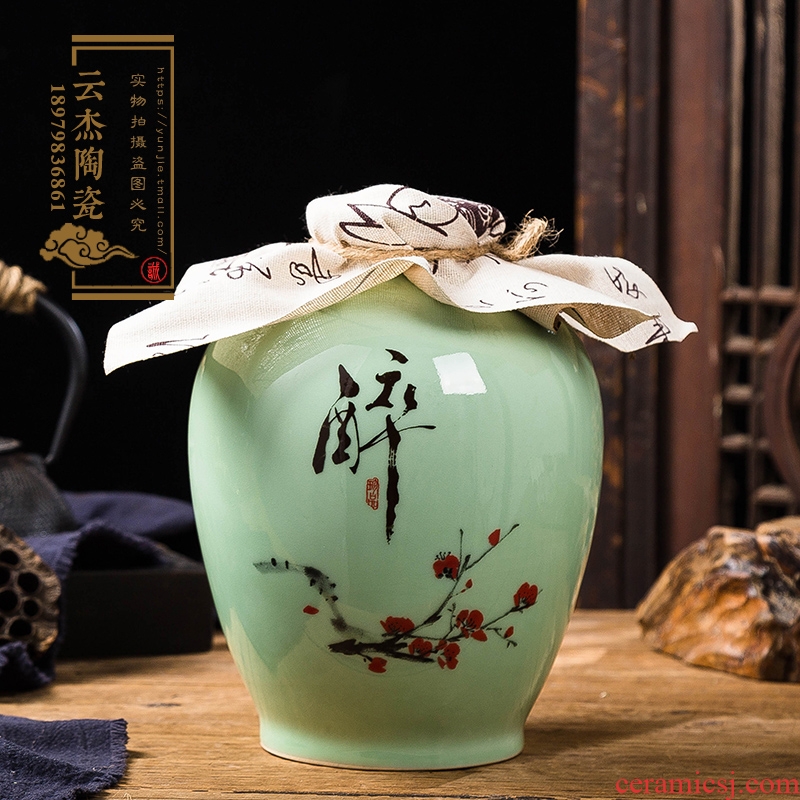 Empty wine bottle ceramic antique bottles 1/2/3/5/10 jin household liquor seal storage jar little hip