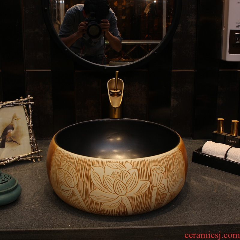 On the ceramic bowl round Chinese art basin sink basin bathroom sinks counters are contracted household