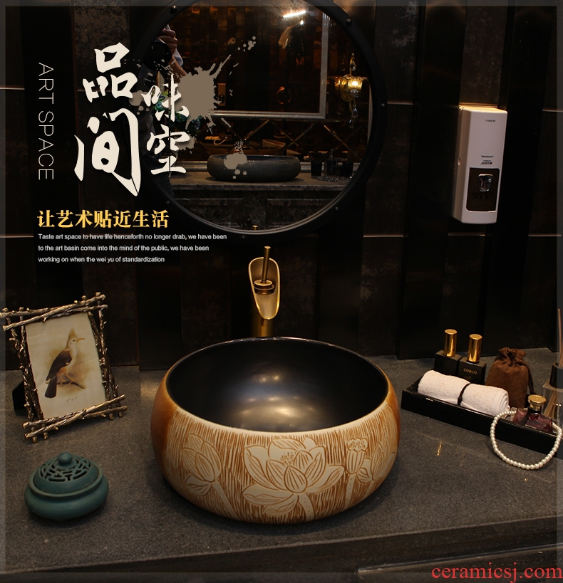 On the ceramic bowl round Chinese art basin sink basin bathroom sinks counters are contracted household