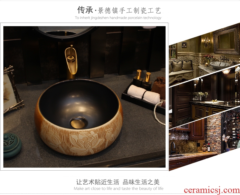 On the ceramic bowl round Chinese art basin sink basin bathroom sinks counters are contracted household