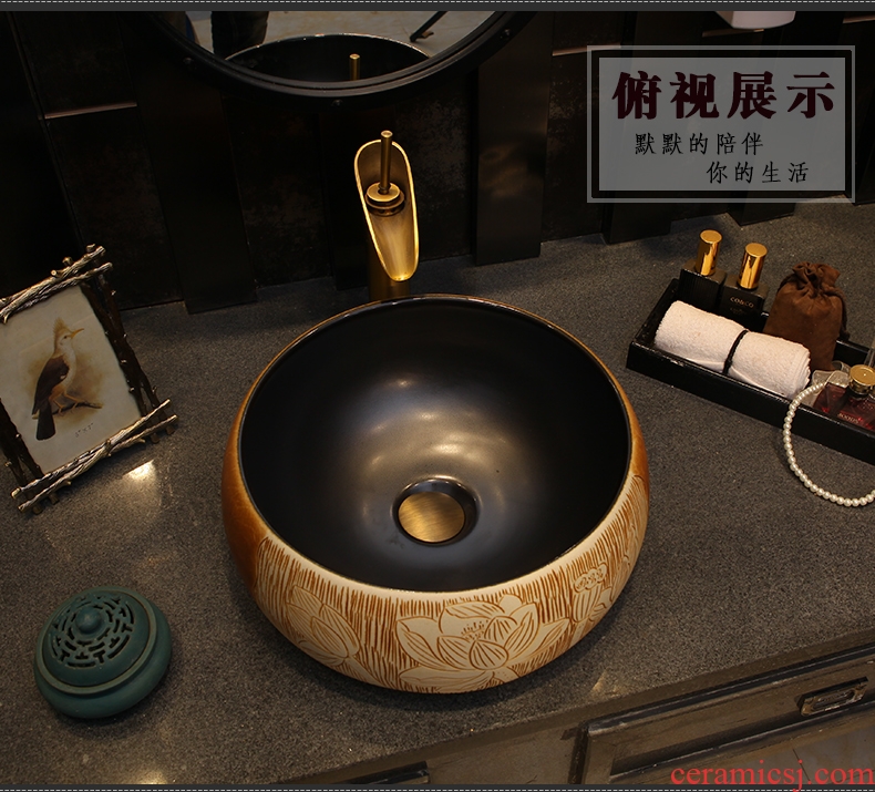 On the ceramic bowl round Chinese art basin sink basin bathroom sinks counters are contracted household