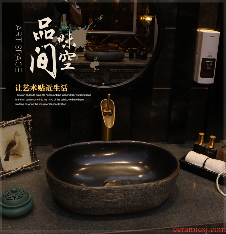Creative small stage basin sink oval ceramic basin American lavatory basin that wash a face wash gargle antique art