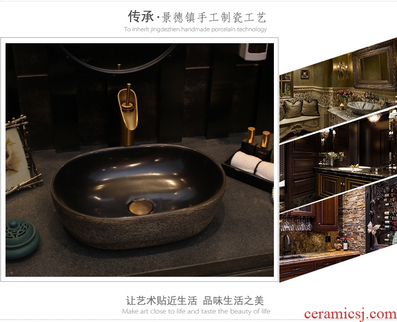 Creative small stage basin sink oval ceramic basin American lavatory basin that wash a face wash gargle antique art