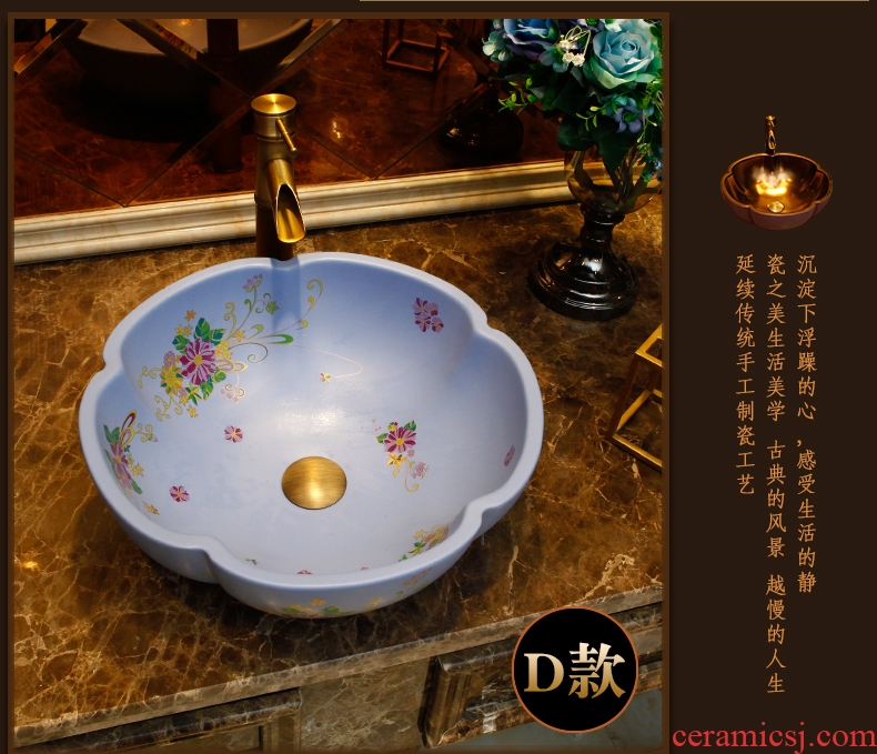 The stage basin basin of Chinese style restoring ancient ways American square art ceramic face basin bathroom sinks The pool that wash a face to wash your hands