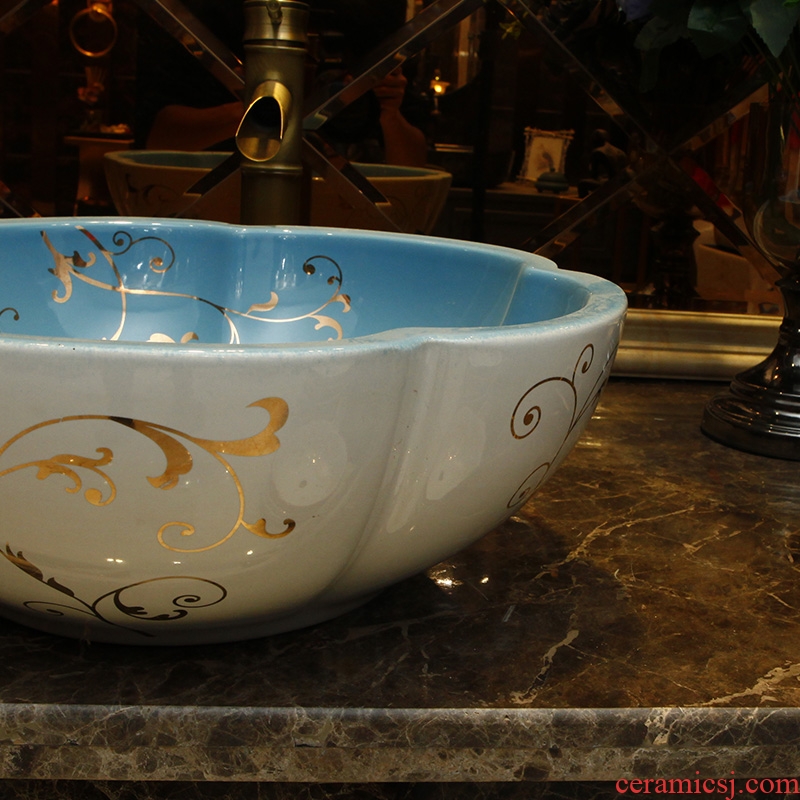 The stage basin American round art basin of new Chinese style restoring ancient ways ceramic face basin bathroom sinks The pool that wash a face to wash your hands