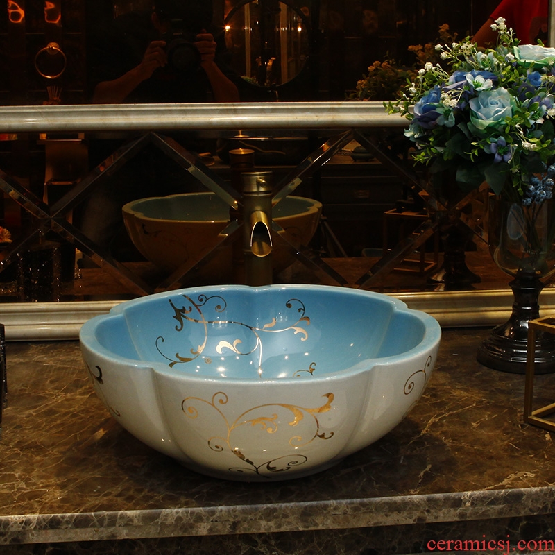 The stage basin American round art basin of new Chinese style restoring ancient ways ceramic face basin bathroom sinks The pool that wash a face to wash your hands