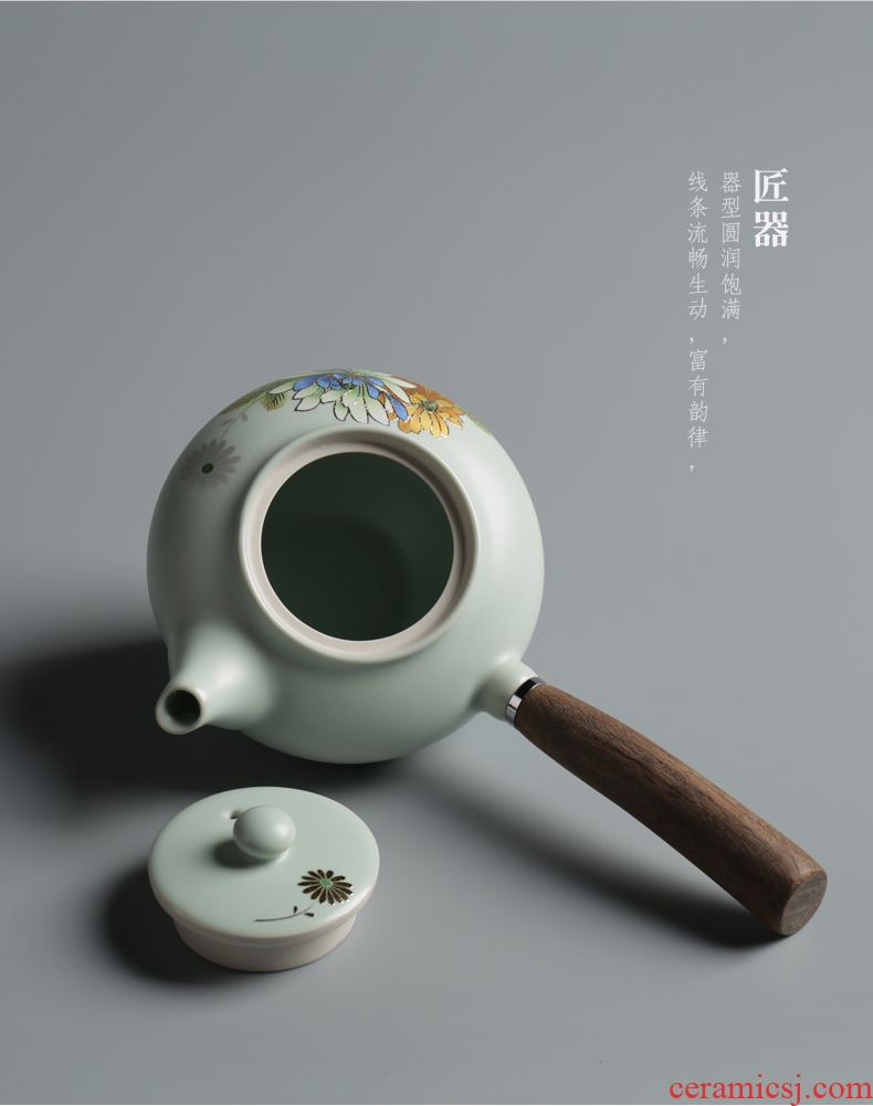 Is good source your up with wooden handle, side spend pot of creative three - dimensional on the teapot filtering kung fu tea set Chinese ceramic pot