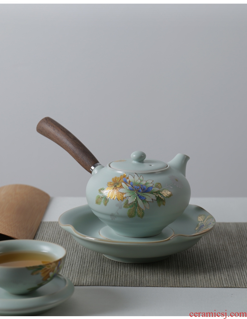 Is good source your up with wooden handle, side spend pot of creative three - dimensional on the teapot filtering kung fu tea set Chinese ceramic pot