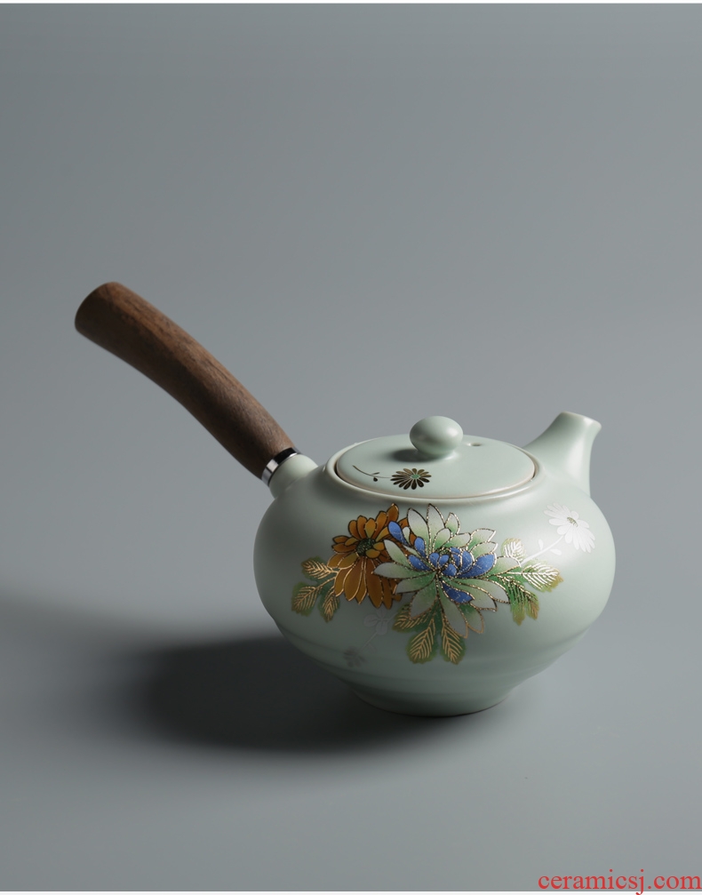 Is good source your up with wooden handle, side spend pot of creative three - dimensional on the teapot filtering kung fu tea set Chinese ceramic pot