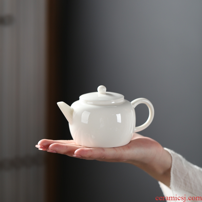 Is good source white porcelain ceramic teapot tea dehua porcelain household small kung fu jade teapot single pot of tea pot