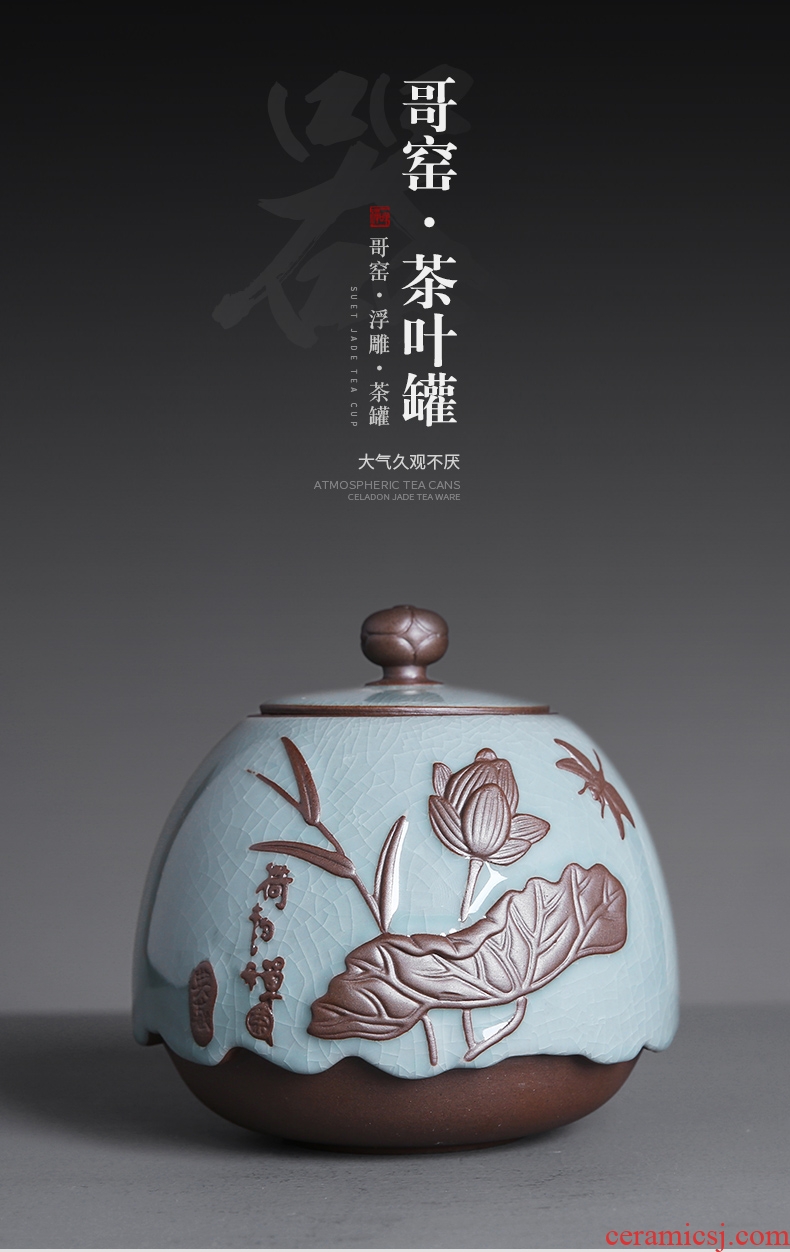 Auspicious edge elder brother up with ceramic seal storage tank, the tea caddy fixings tea box receives big yards