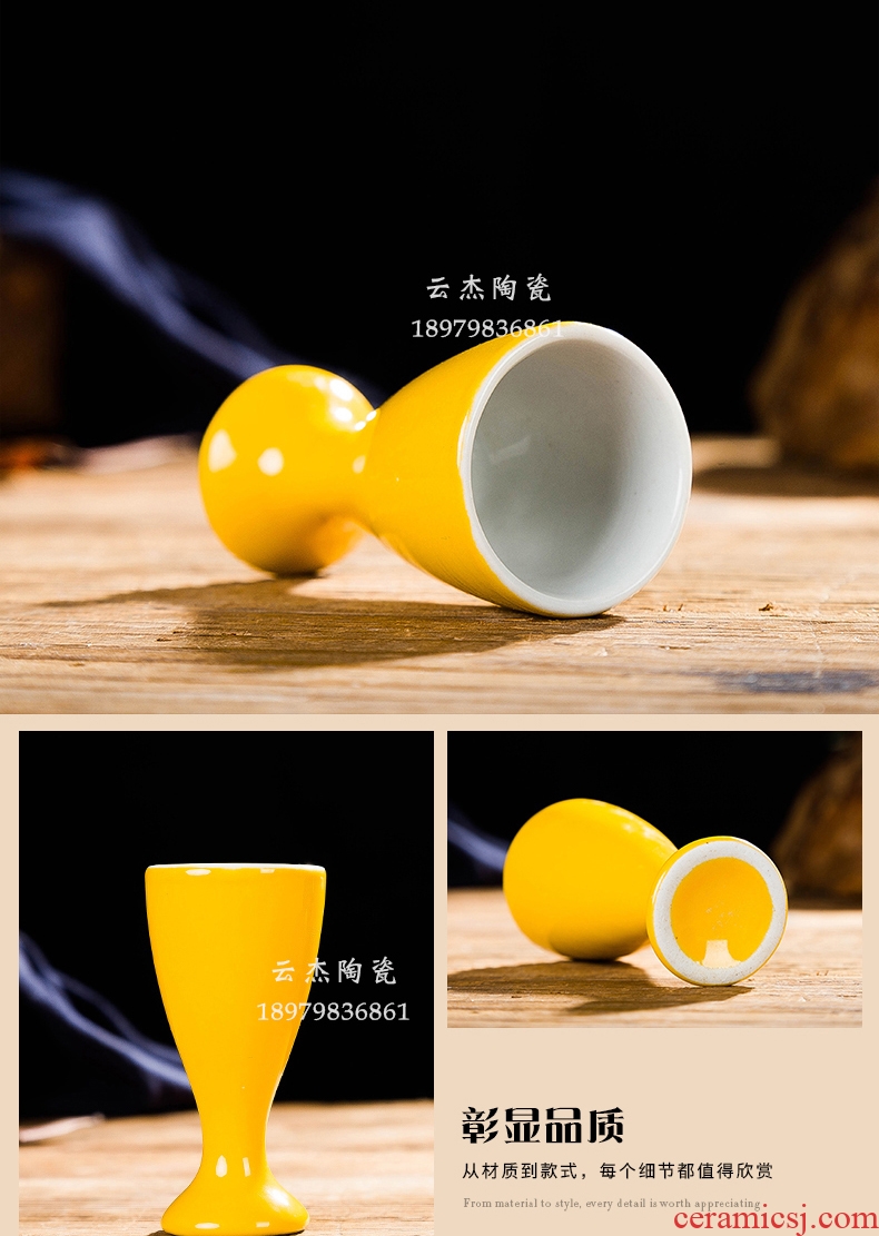 Jingdezhen ceramic yellow longteng times three catties sealed jar of wine bottle wine jars 1 catty points with the cup