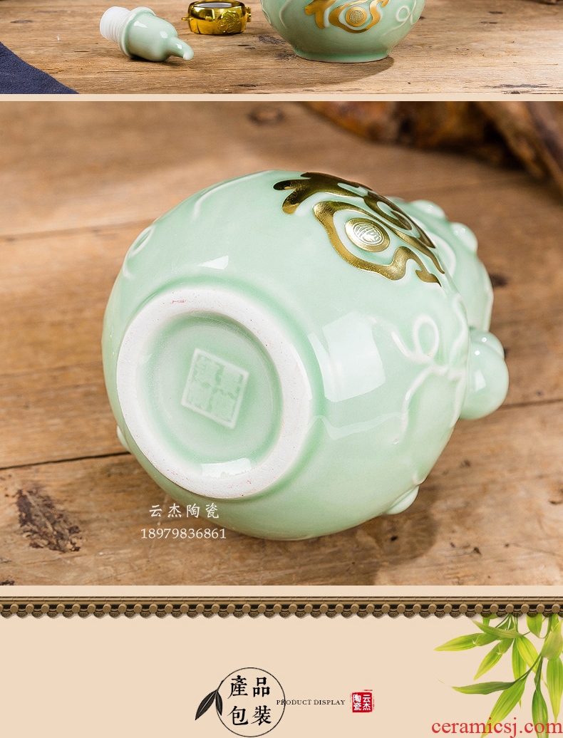 Jingdezhen ceramic bottle 1/5/10 catty 2 jins gourd wine sealed jars hip household adornment the empty bottles