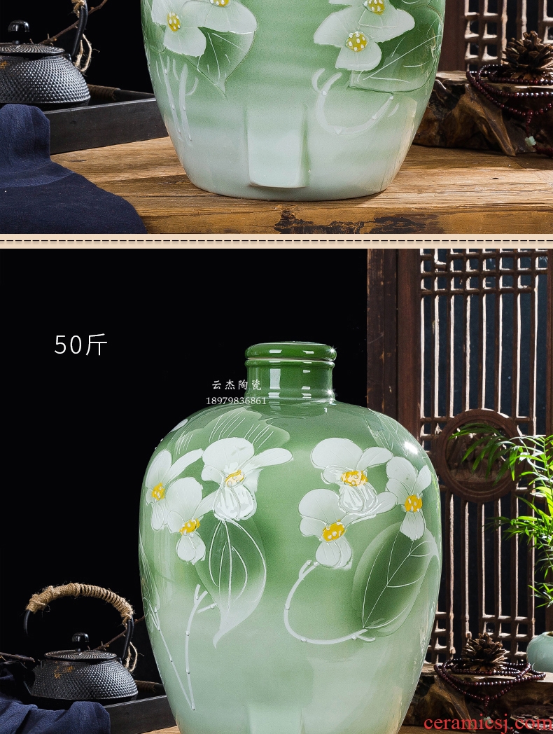 Jingdezhen ceramic jars 10 jins 20 jins 30 jins 50 jin carving by jars wine mercifully wine wine wine