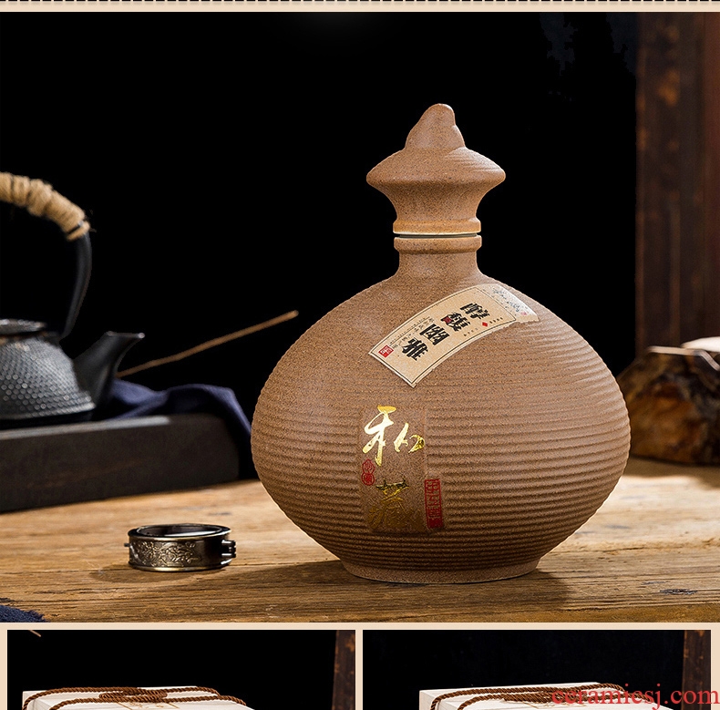 Jingdezhen archaize inferior smooth glaze ceramic bottle 1 catty wine container wooden bulk empty jar