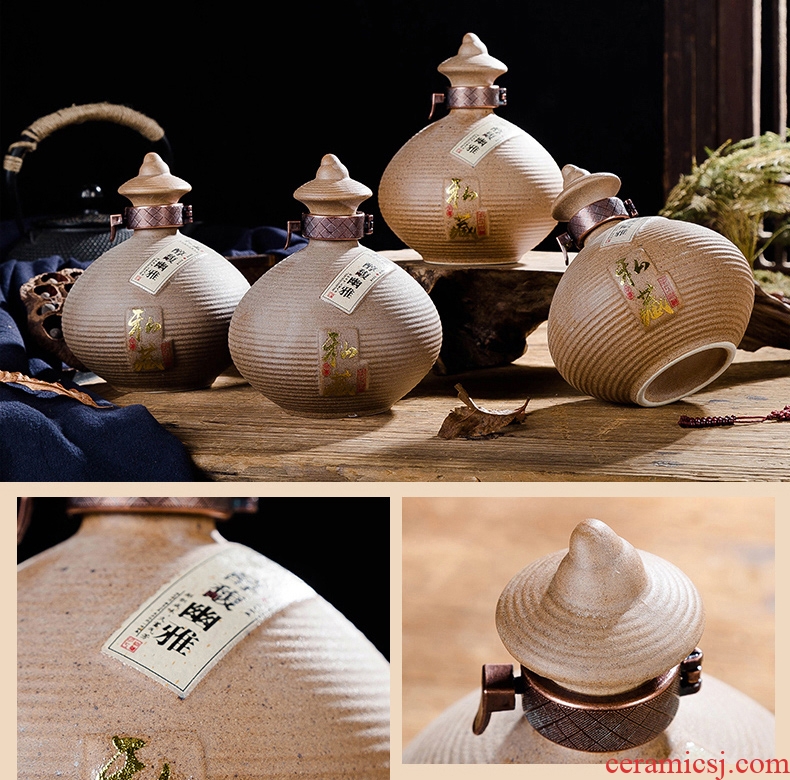 Jingdezhen archaize inferior smooth glaze ceramic bottle 1 catty wine container wooden bulk empty jar