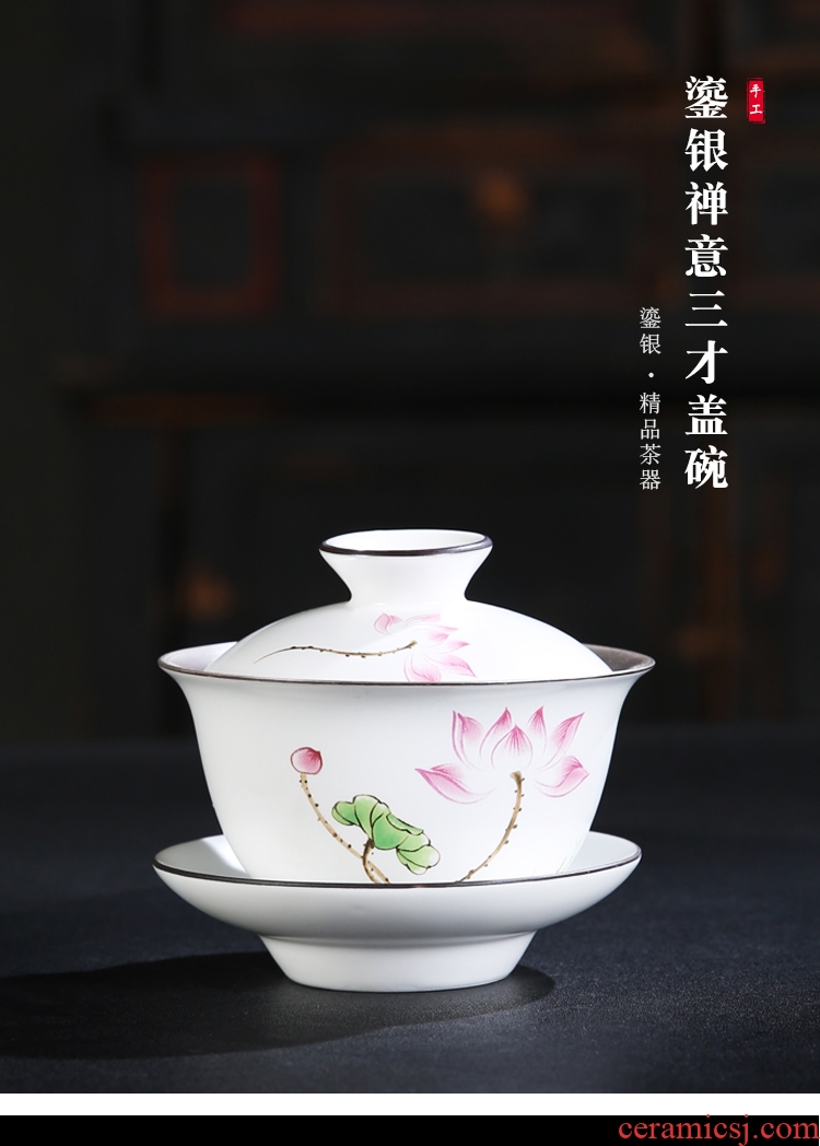 The Product up with porcelain remit tasted silver gilding zen only three tureen ceramic kung fu tea set silver tureen large tea tea bowl