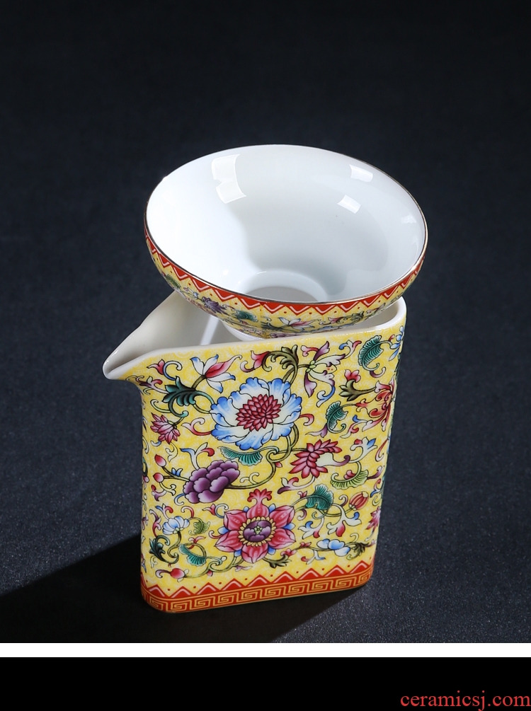 The Product colored enamel porcelain remit bound branch flowers) filter tea strainer tea tea accessories ceramics filter)