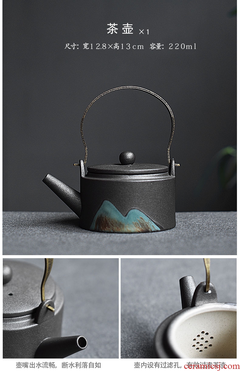 Tao fan contracted coarsely TaoGan make tea set a pot of four cups of kung fu girder gift teapot ceramic tea pot