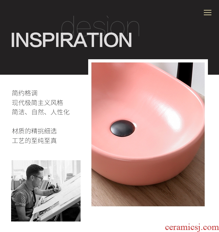 Pink washing plate single plate ceramic process stage basin sink small household size 35 cm Nordic breeze light much wind