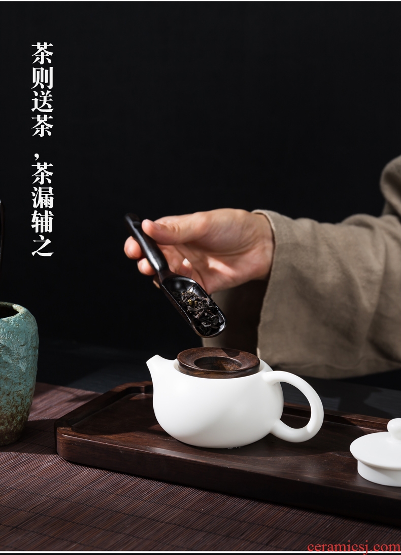 The Six gentleman Japanese tea taking passes on technique the up coarse pottery solid wood ebony restoring ancient ways of a complete set of ceramic tube of kung fu tea accessories