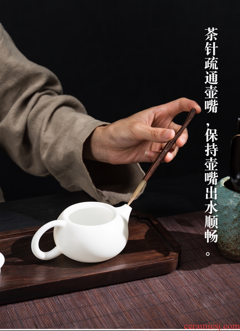The Six gentleman Japanese tea taking passes on technique the up coarse pottery solid wood ebony restoring ancient ways of a complete set of ceramic tube of kung fu tea accessories