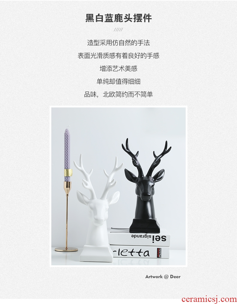 Art furnishing articles Nordic creative wine decoration simple porch deer head decoration display ark, household soft outfit ceramics