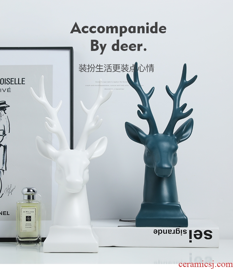 Art furnishing articles Nordic creative wine decoration simple porch deer head decoration display ark, household soft outfit ceramics