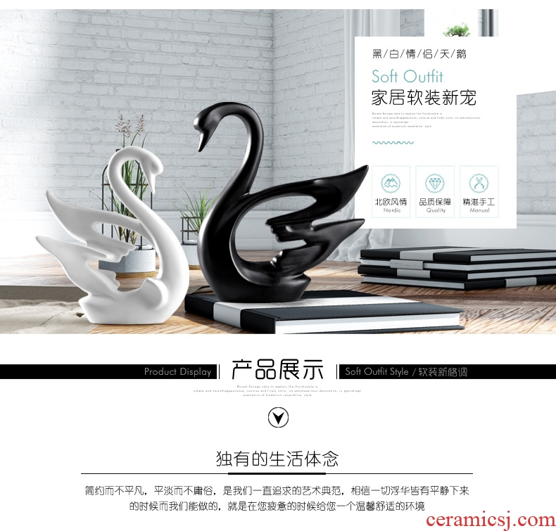 Nordic swan simple black and white couples furnishing articles wedding gifts creative new wine sitting room adornment ceramics