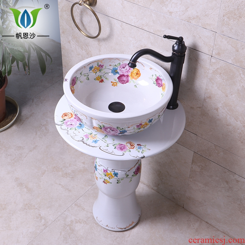 Ceramic sanitary ware balcony is suing small family toilet lavabo of rib pillar color sink courtyard