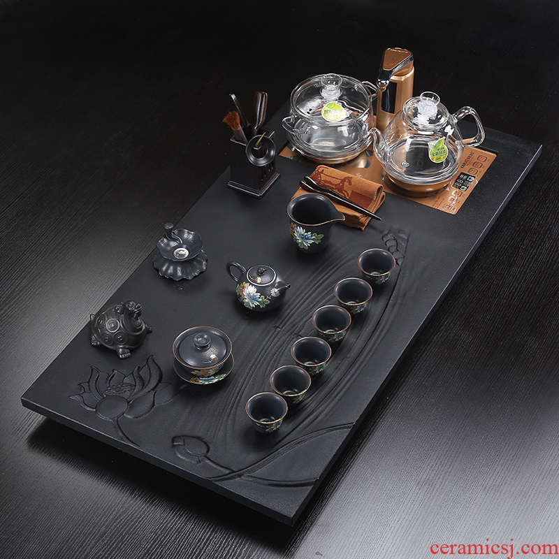 Tao blessing of a complete set of ceramic sharply stone tea suit household stone tea tray was sharply stone tea tea tea set