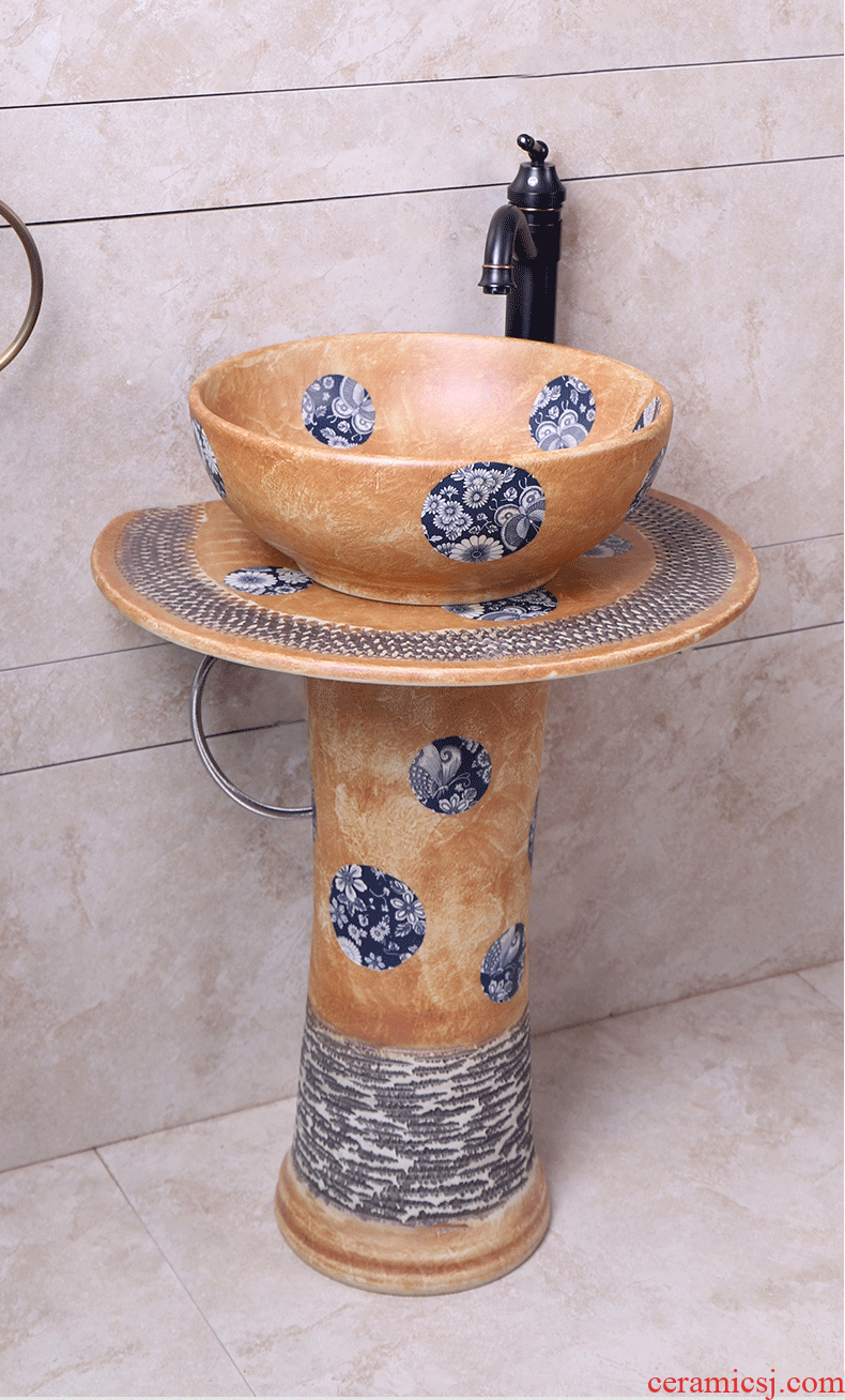 Ceramic sanitary ware vertical landing stage basin sink art one - piece color balcony sink basin