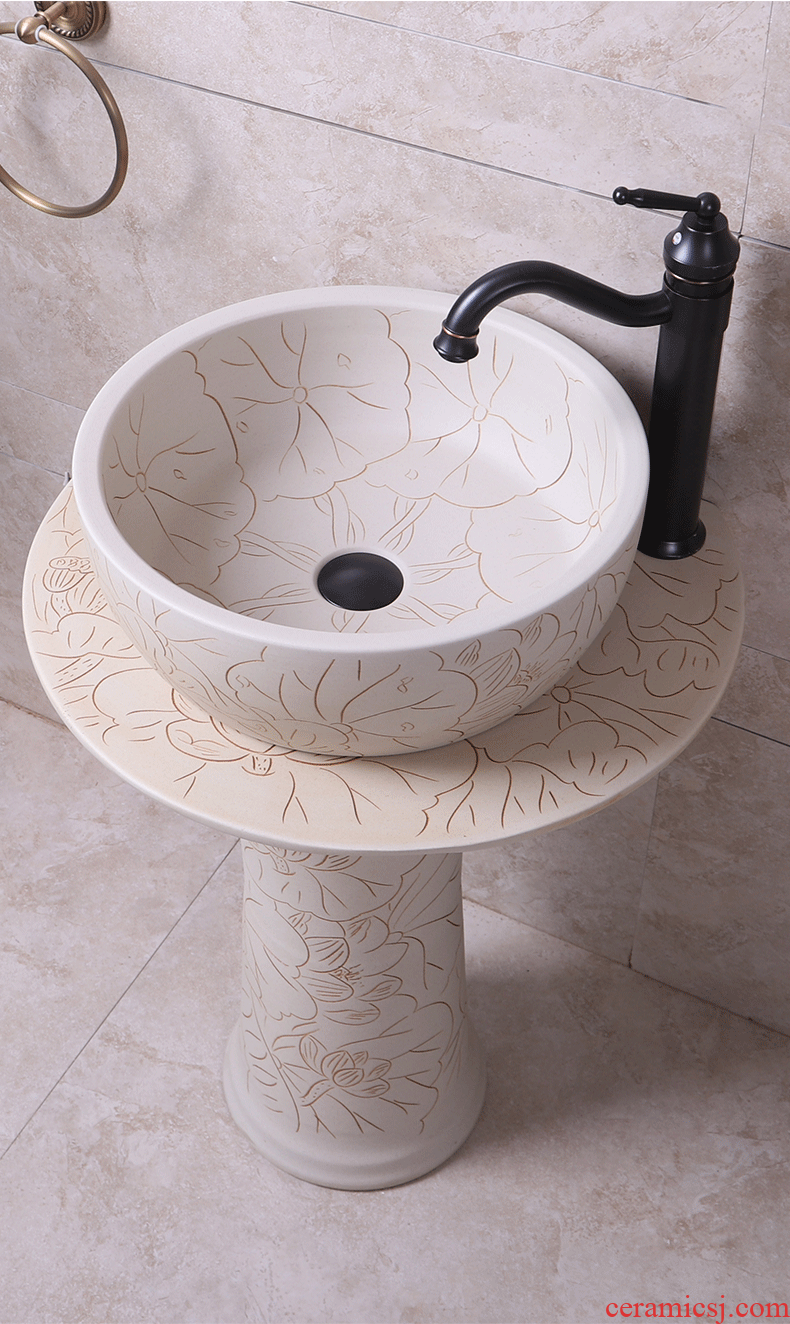 Basin of wash one creative home pillar Basin floor balcony sink Basin bathroom ceramic art for wash Basin